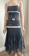Vtg Sue Wong Nocturne Art Deco Black Silk Beaded Asymmetric Hem Dress Sz 12