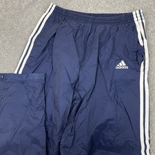 Vintage Adidas Snap Tear Away Track Pants Mens L Blue Lined Y2K 2001 Basketball