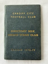 Cardiff City Football Club Directors Box Season Ticket & Grand Stand Club 1978/9