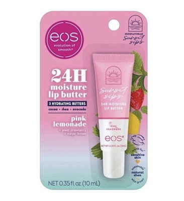 (2 PACK)Eos Pink Lemonade Lip Balm 0.35 Fl Oz 24H Moisture for Sensitive Skin
