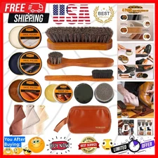 Elegant 13-Piece Leather Care Kit: Horsehair Brushes & Mink Oil for Gentle Care