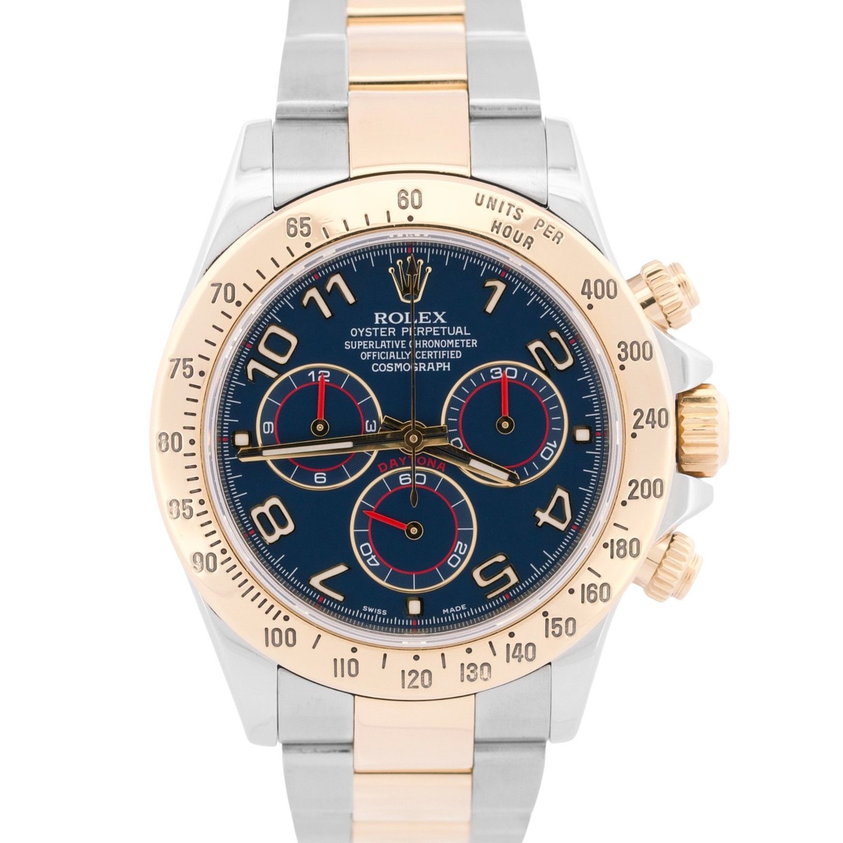 Rolex Daytona Cosmograph BLUE RACING 18K Yellow Gold Two-Tone Steel Watch  116523