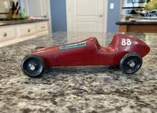 Vintage 1960s70s Handmade Custom Pinewood Derby Race Car Red #88