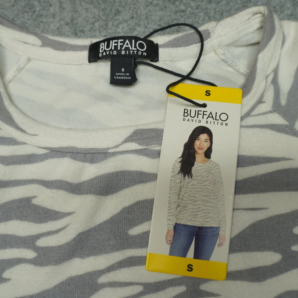 Nueva Sudadera Buffalo David Bitton Para Mujer Plateada Cebra Pequeña Viscosa Foto 2 de 4