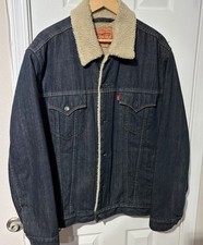 Levi s 70503 Sherpa Lined Denim Trucker Jacket XL Dark Wash Men s Classic