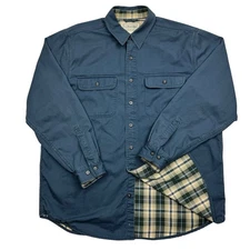 L.L. Bean Flannel Lined Shacket Button Down Shirt Men's Size L-Reg Navy Blue