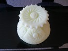 FENTON CUSTARD SATIN GLASS HOBSTARS FOOTED COMPOTE — photo 5