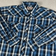 Wrangler Shirt Mens 3XL Blue Pearl Snap Button Aztec Western Wear Cowboy Rodeo