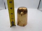 Vintage MCM Brass Owl Lidded Trinket Box Cigarette Holder 4" Tall