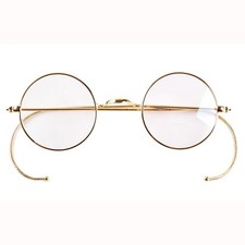 Retro Small Round Optical Wire Rim Eyeglasses Frame with Cable Temples Rx-able