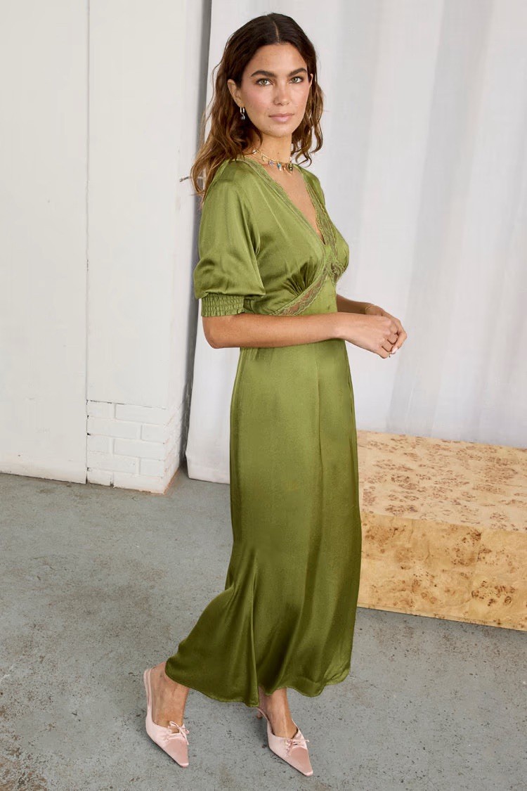 Never Fully Dressed Olive Lace May Dress Size 4