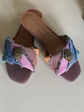 KURT GEIGER LONDON KENSINGTON DENIM FLAT SANDAL IN MULTI/ OTHER 40W1/ US 9,5