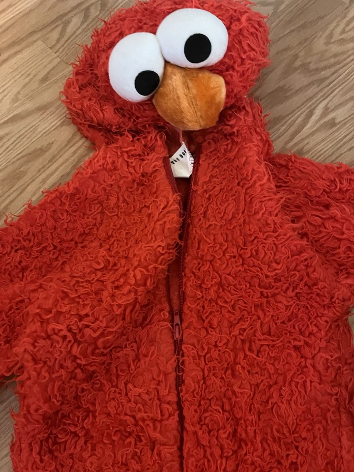 Sesame Street Elmo Extra Deluxe Plush Costume Size 3T-4T 1 Piece Zip Front - Image 2 of 4