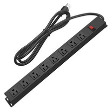 Metal 8 Outlet Mountable Power Strip, Wall Mount Outlet Heavy Duty, 6FT 1 Pack