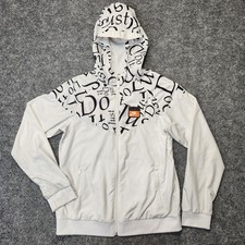 Nike Sportswear Jacket Boys XL White Just Do It Full Zip Hooded Windbreaker