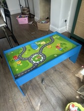 Train Play Table, Wooden Track And Trains