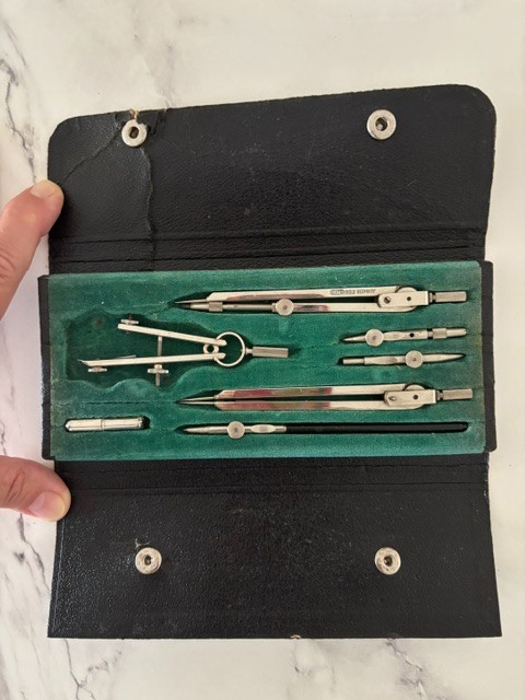 Vintage Compass #A7 Drafting Tools Set Drawing Felt Lined Case Made in Germany