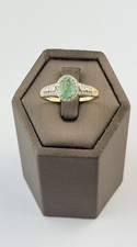 Emerald And Diamond 9ct Gold Ring , Vintage And Hallmarked , Yellow Gold