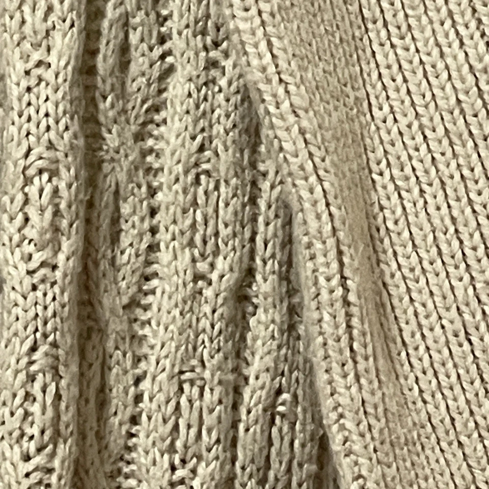 Cárdigan abierto Simply Couture beige tejido con cable mezcla de lana para mujer con capucha LEER Foto 4 de 4