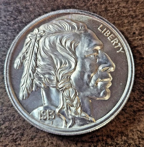 2 troy oz 1913 Buffalo Nickel - .999 Fine Silver