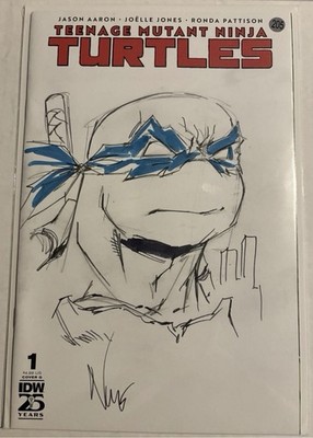 TMNT #1 Leonardo Sketch By Eddie Nunez Signed W/COA