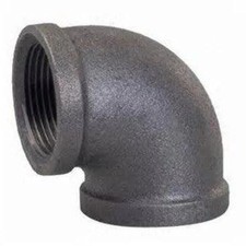 90° BLACK MALLEABLE IRON ELBOW, Listed, 1 1/4 in