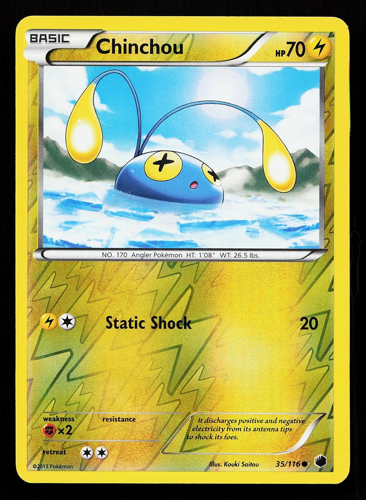 Chinchou 35/116 Reverse Holo Common Plasma Freeze Pokemon Card