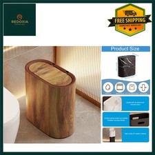 Slimline Push Lid Waste Bin for Kitchen Bedroom Office, Brown 12L 1 Pack