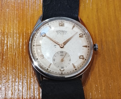 technos uhr mechanisch handaufzug vintage