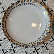 Set of 18 MCM-Style Decorative White Ceramic Appetizer Plates in Gold/Silver