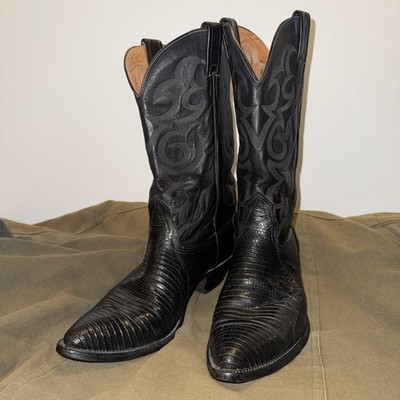 Vintage Nocona Boots Men’s 10.5 Black Leather Cowboy Western Boots Made in USA Nocona Western Boots Black Leather Cowboy Made in USA Men main image 2