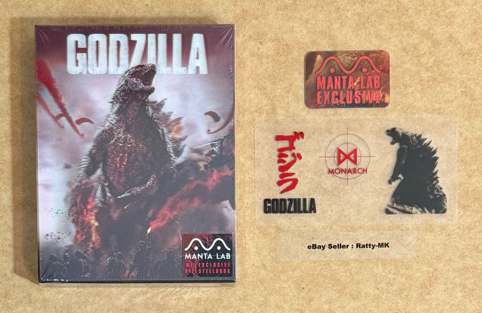 GODZILLA (2014) - MANTA LAB DOUBLE LENTICULAR (A) 4K + BLU RAY STEELBOOK - NEW