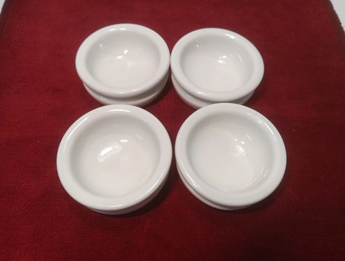 4 PILLIVUYT France White Porcelain Ridged Butter Pat Individual Butter Dish Salt