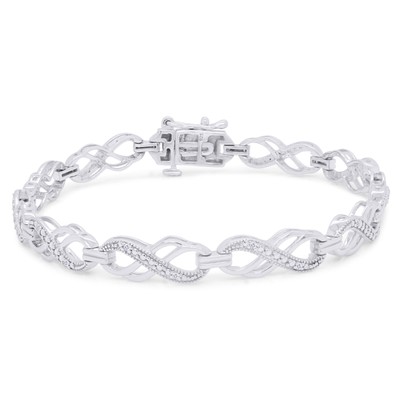 1/10ct Lab Created Moissanite Double Infinity Loop Bracelet 7.25'' in 925 Silver