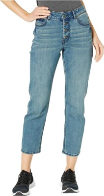 Prana Gram Crop Jeans Women s Sz 2 Stretch Denim Exposed Button Fly Organic New