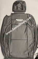 Black Mopar Leather Seat Covers w/ logo for 2018-23 Jeep Wrangler JL Sport 2-dr