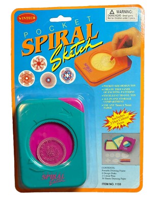Vintage Travel Spirograph Pocket Wintech 90s 6 Disks 2 Pens Paper Art Vacation