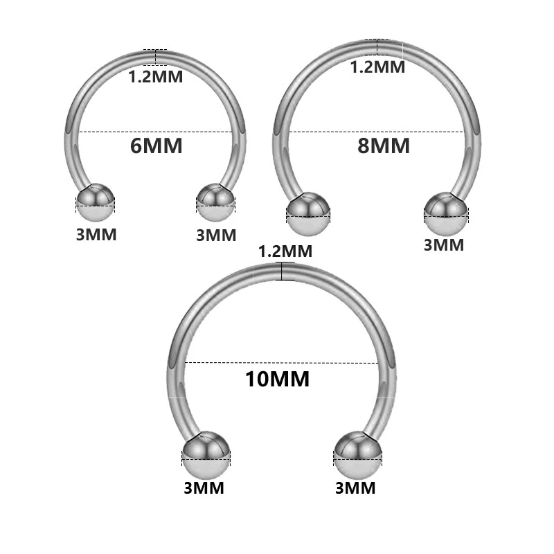 Piercing Ferro di Cavallo Orecchio naso Labbra Anello Acciaio 5 Colori unisex - Immagine 2 di 4