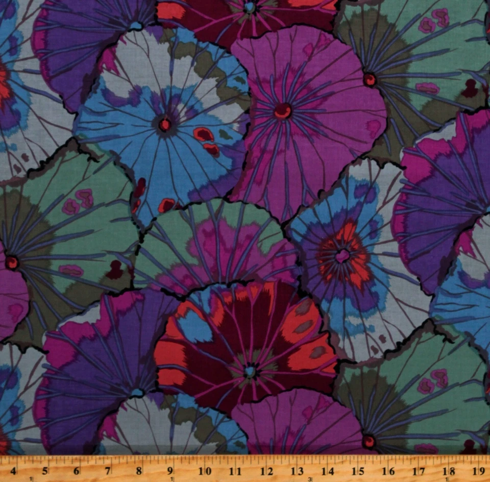 Cotton Kaffe Fassett Lotus Leaf Floral Nature Fabric Print by the Yard D409.37 - Image 1 of 1