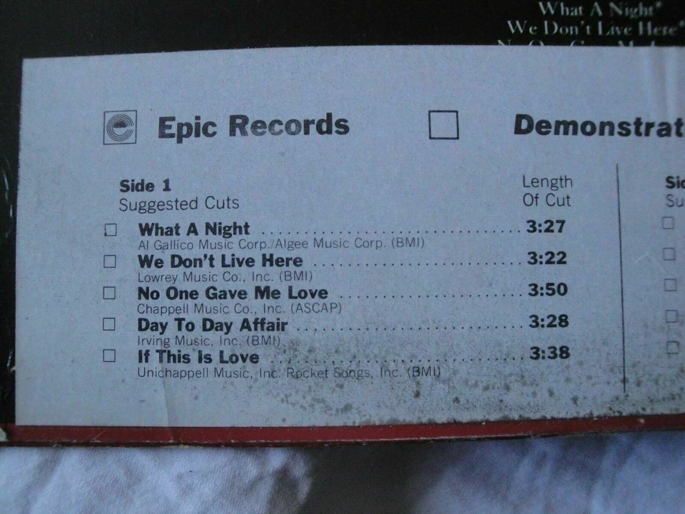 TOM JONES WHAT A NIGHT VINYL LP 1977 EPIC RECORDS WHITE LABEL PROMO, THE HEART Foto 3 de 4