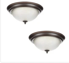 13 in. 2-Light Oil Rubbed Bronze Flush Mount 2-Pack 1000-016-255