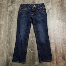 American Eagle Womans Artist Jeans Dark Wash Denim Stretch Crop Tapered Size 0