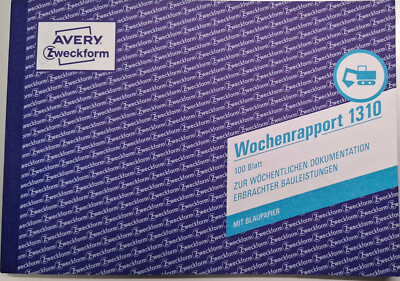 Avery Zweckform 1310 Wochenrapport DIN A5 quer 100 Blatt mit Blaupapier NEU