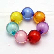 100 Mixed Color Acrylic Smooth Round Beads 10mm Spacer "Bead inside Bead"