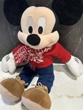 Disney Store Exclusive Mickey Mouse Plush 2015 15" Tall In Winter Christmas