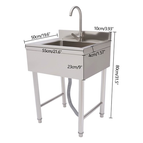 1 Compartment Stainless Steel Sink kitchen Sink Free Standing Washing Sink NEW
