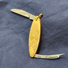 Vtg Miller Brothers Gentlemans Gold Plated Knife Two Folding Blades FOB