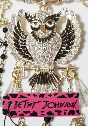 Collar Cadenas de Cristal para Pájaros Pendientes Betsey Johnson Búho Único en su Tipo - Imagen 4 de 8