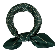 100% Silk 20" small square Scarf Women neckerchief Wrap paisley dark green MQ13