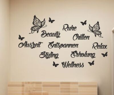 Wandtattoo Wand Aufkleber SET Bad 17x Spa Relax Relax Wellness Beauty Ruhe 43